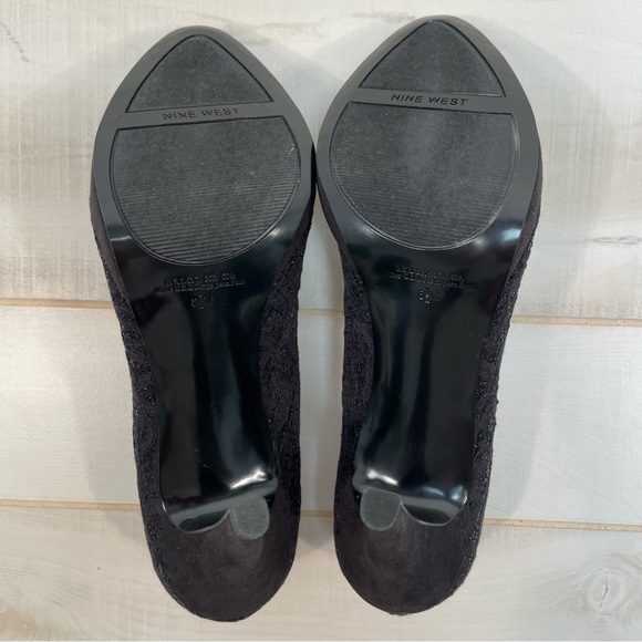 NIB Nine West Rocha Black On Black Platform Heels Sz 8.5 - Picture 6 of 11